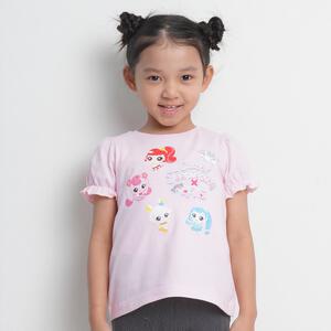 【ティニピン&times;しなこ】半袖Ｔシャツ パフスリーブ 天竺 ピンク&times;130cm