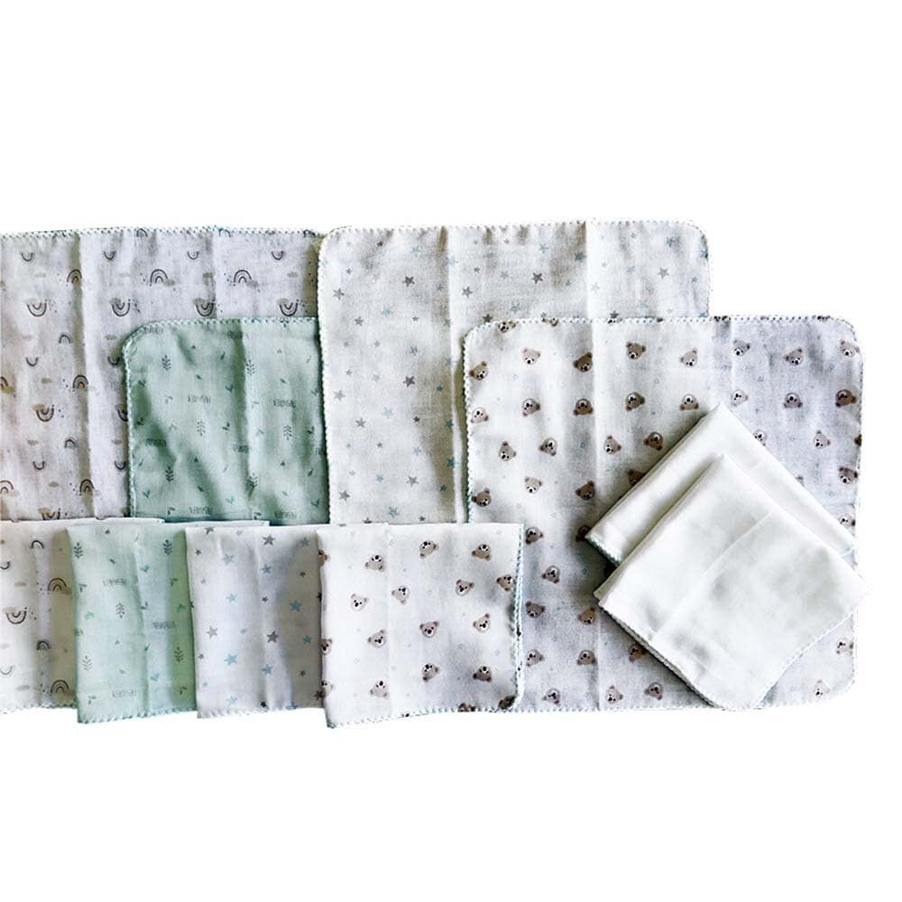 10枚組ガーゼハンカチ ミントグリーンセット(ブライトグリーン