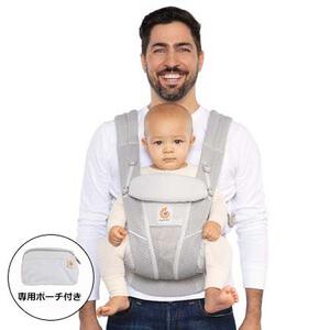 Ergobaby エルゴベビー OMNI Breeze (パールグレー) 抱っこ紐 柔らかソフトフレックスメッシュ 対面抱き 腰抱き おんぶ 前向き抱き ミニポーチ付き 新生児～20.4kg