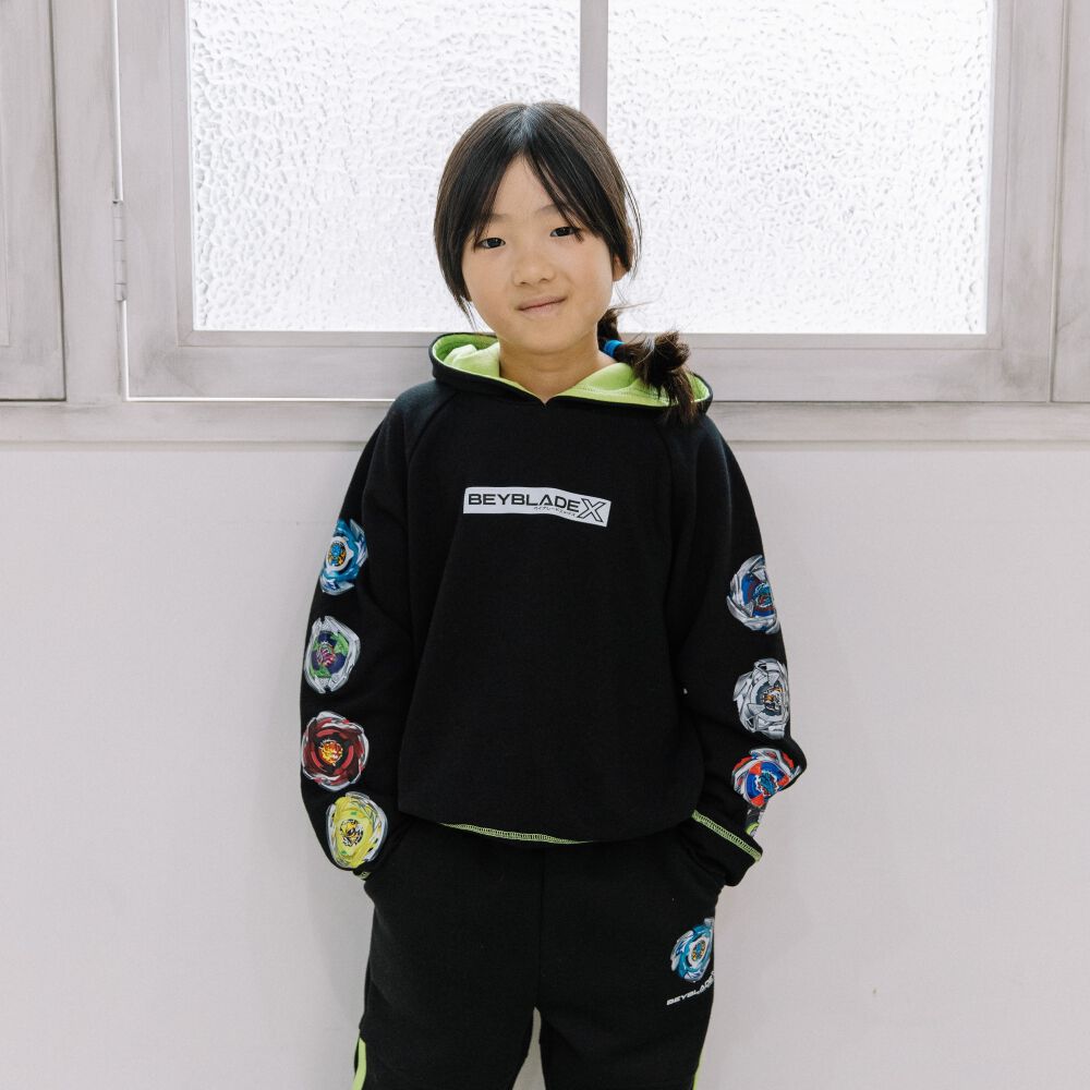 BEYBLADE X 長袖パーカー ベイブレード エックス ブラック×150cm