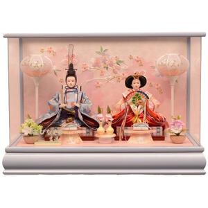 【雛人形】ケース飾り 親王飾り「桜露芝刺繍水色アクリル 」 (322564)ひな人形 コンパクト おしゃれ トイザらス・ベビーザらス限定【メーカー直送】