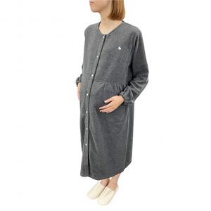 POLO BCS 長袖ネグリジェ  ブークレ ウマ刺繍(チャコール&times;M-L)