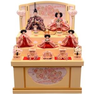 【雛人形】三段収納五人飾り「宮さくらパールホワイト」  (606824)ひな人形 ひな祭り おしゃれ トイザらス・ベビーザらス限定【メーカー直送】