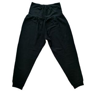 マタニティパンツ  ストレッチリップルリブ ジョガーパンツ ブラック×m