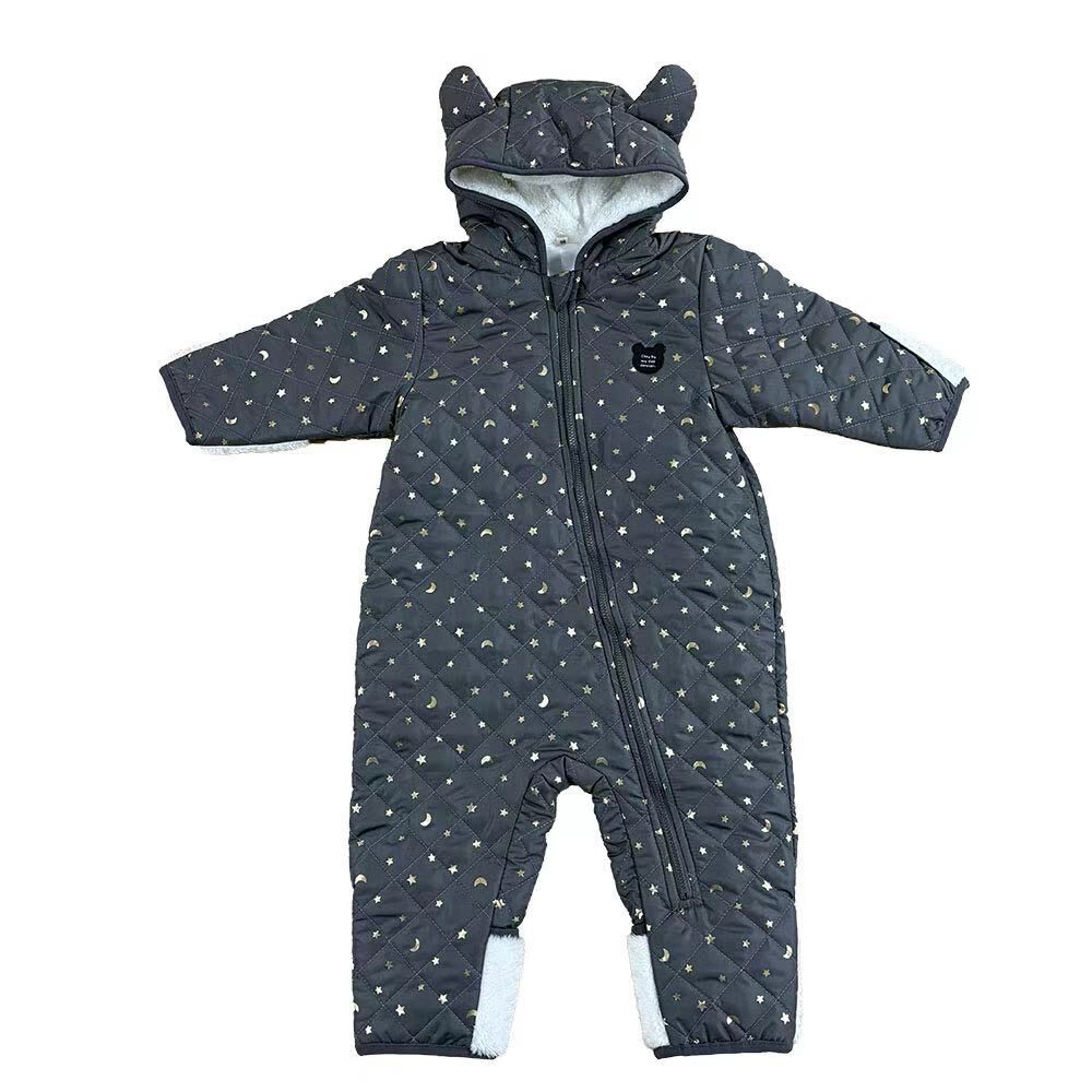 ジャンプスーツ くまみみ ホシツキ柄 チャコール×80cm ベビーザらス