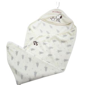 SNOOPY スヌーピー アフガン もこもこフリース 総柄 フリンジ付き