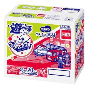 【おしりふき】ムーニーもって遊べるおしりふき トミカ やわらか素材 純水99% 詰替（76枚×20個）無添加（アルコール・香料・パラベン不使用）日本製