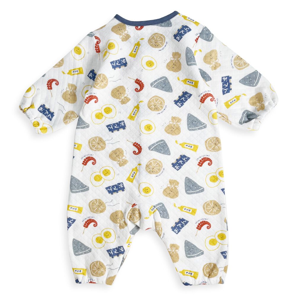 長袖ロンパス スタイツキ ニットキルト おでん ブルー×70-80cmベビーザ