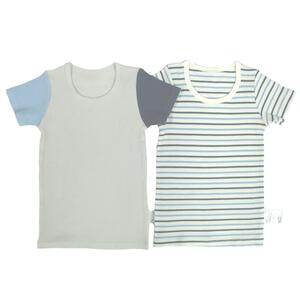 半袖シャツ肌着 2枚組 リブボーダー グレー×80cm ベビーザらス限定