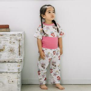 ディズニー 半袖パジャマ プリンセス 総柄 腹巻付き ピンク&times;110cm 