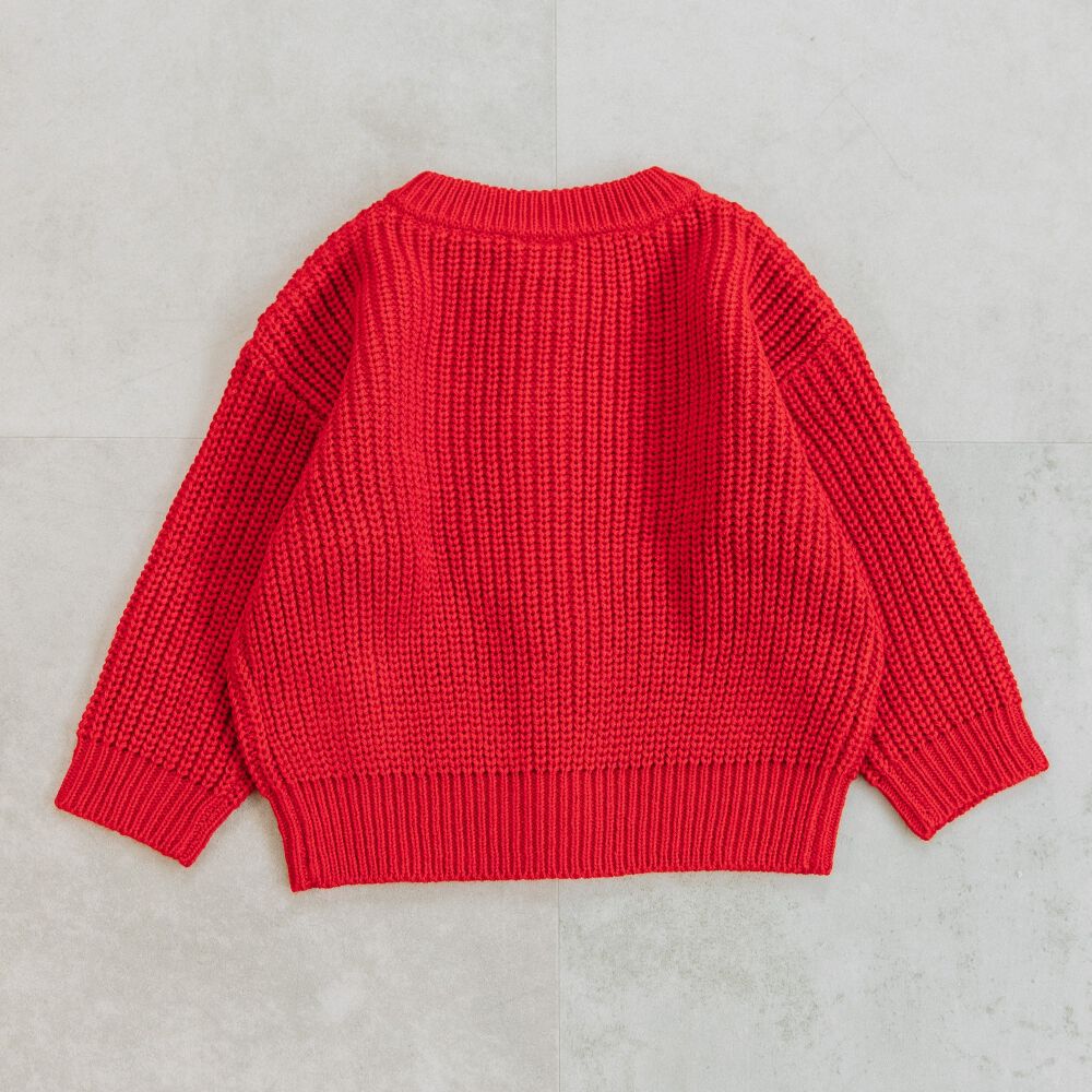 FirstCloset×mioさん】カーディガン レッド×80cm | マタニティ・ベビー