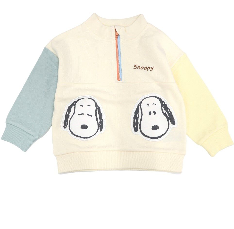 SNOOPY スヌーピー トレーナー ハーフジップ ナチュラル×95cm ベビーザ