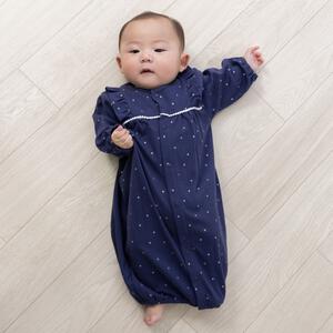 長袖ドレスオール ホシラメプリント スムス ネイビー&times;50-70cm