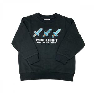 マインクラフト 裏毛アイテム柄トレーナー ブラック&times;130cm