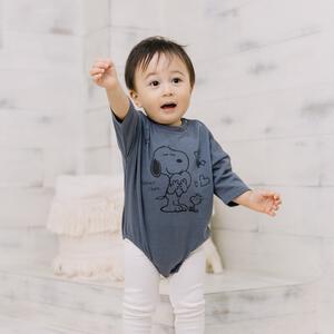 SNOOPY 長袖ボディースーツ  スヌーピー チャコール×60-70cm ベビーザらス限定