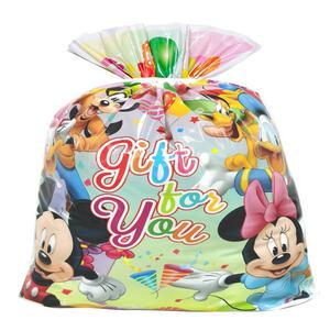 ディズニーキャラクター ビニールギフトバッグ（約）40ｘ44.5cm Sサイズ クリスマスラッピング 巾着袋 おもちゃ 子供 リボン 簡単 マチあり かわいい 小さい トイザらス限定