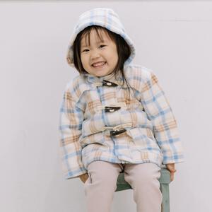 RAT-A-TATR ラッタッター ダッフルコート 中綿 チェック ナチュラル×90cm