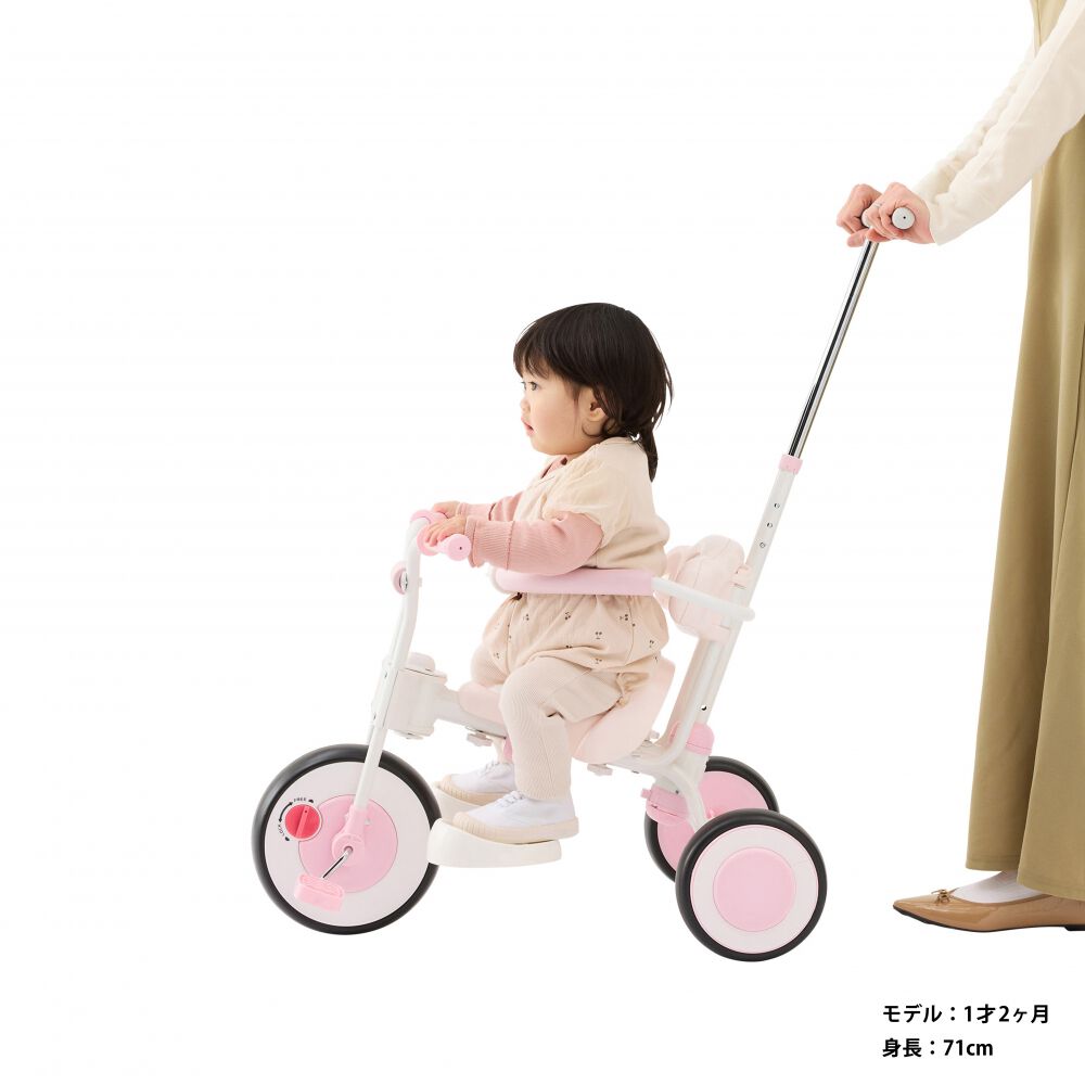 ディズニー ピュアライド ミニー ハンドル付き 子供三輪車（ピンク