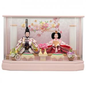 【雛人形】ケース飾り 親王飾り「流水枝桜刺繍ベビーピンク 六角アクリル」 (322820)ひな人形 トイザらス・ベビーザらス限定【メーカー直送】