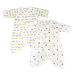 コンビ肌着 ネコ×プレッツェル柄 2枚組(ホワイト×50-70cm) ベビーザらス限定