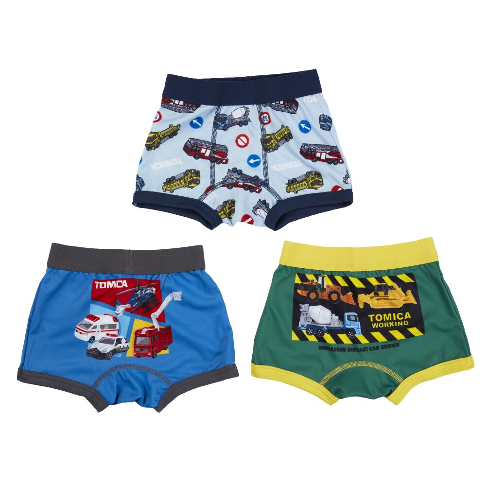 TOMICA トミカ 3枚組ボクサーパンツ ブルー×100cm ベビーザらス限定