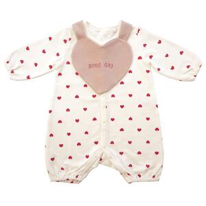 長袖ミニオール スタイ付き ハート(ピンク×60-70cm) ベビーザらス限定