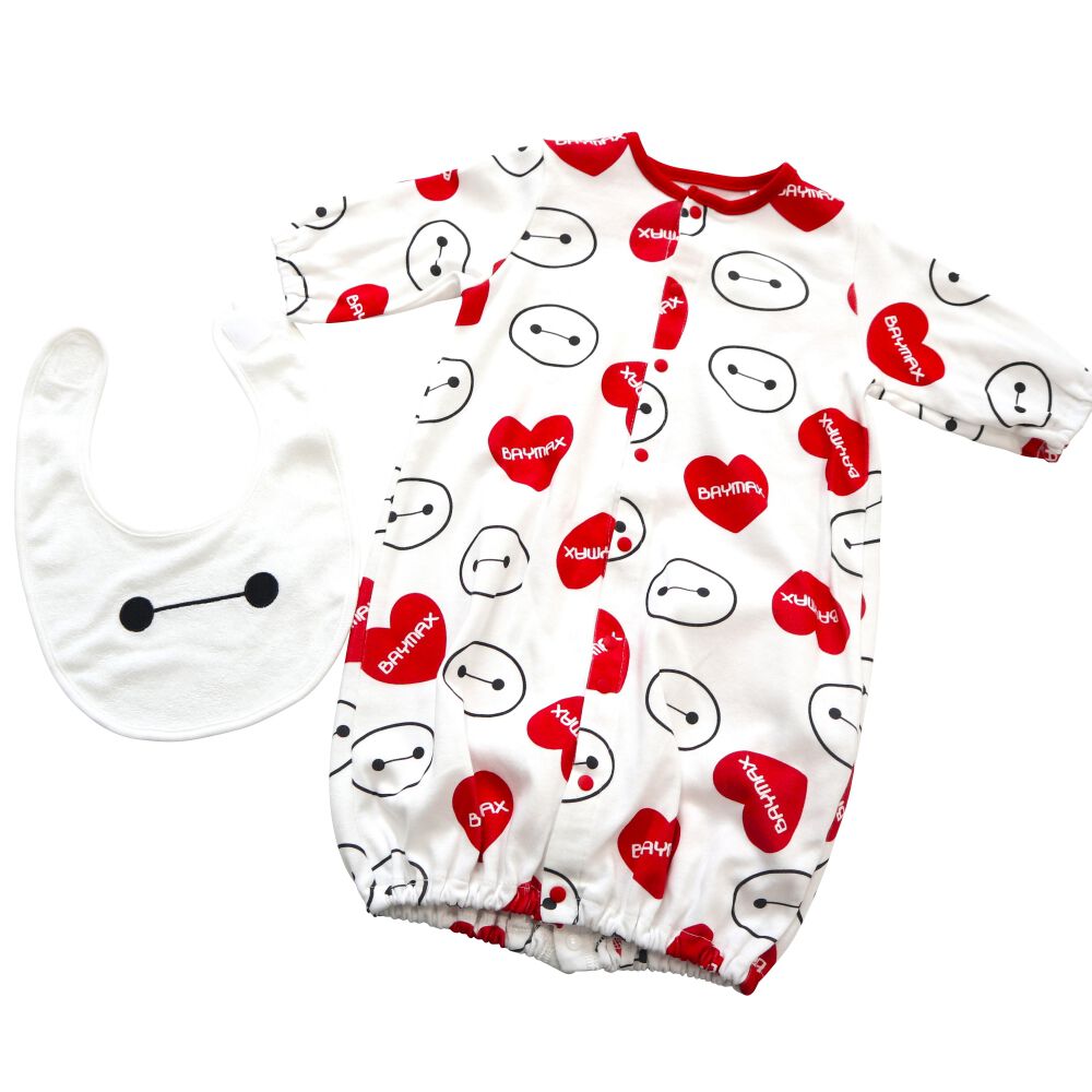 Disney ディズニー 新生児2WAYドレス スタイ付き 総柄 ベイマックス