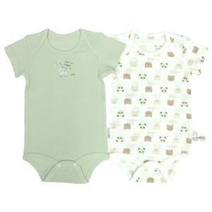 半袖ロンパース肌着 2枚組 ワッフル しまうま&times;アニマル ミント&times;80cm ベビーザらス限定
