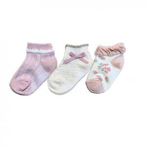 3Pショートソックス リボン 9-15cm