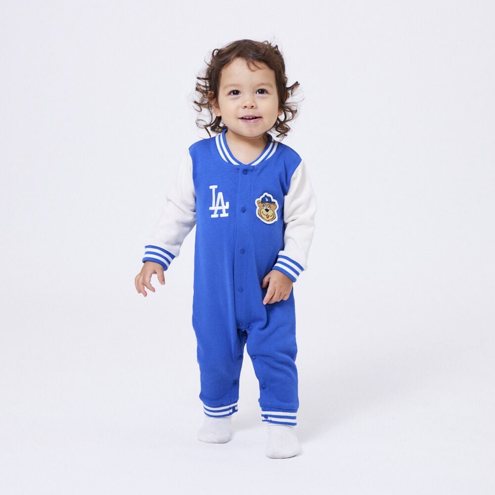 MLB スタジャン風 ロンパース ドジャース ブルー×70cm ベビーザ