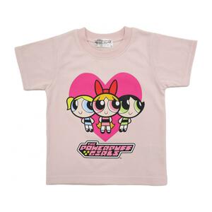 パワーパフガールズ 半袖Tシャツ 天竺 集合アート ピンク&times;95cm
