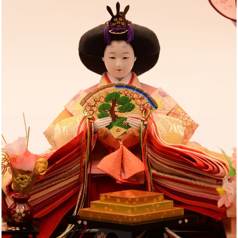 雛人形】ケース飾り 親王飾り「格子に霞桜六角アクリル」 (322135