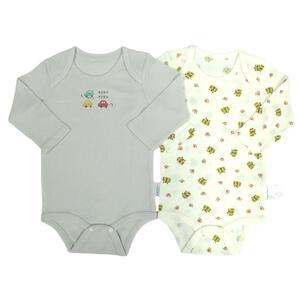 長袖ロンパース肌着 2枚組 テレコ 車 グレー×70cm ベビーザらス限定