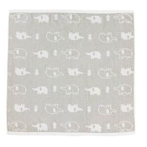 正方形湯上りタオル 総柄 ゾウ柄(グレー×フリー) ベビーザらス限定
