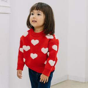 RAT-A-TATR ラッタッター ケーブルニット ループ編み柄 ハート レッド&times;95cm