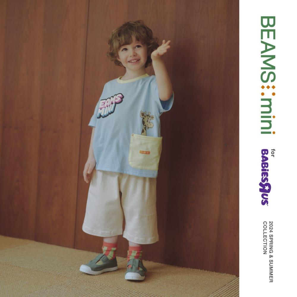 BEAMS mini 半袖Tシャツ ポケット ビームスミニ(ライトブルー×90cm 