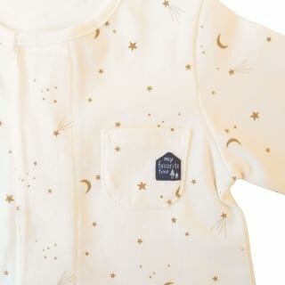 長袖前開きワンタッチロンパース 星(シロ×60-70cm) ベビーザらス限定