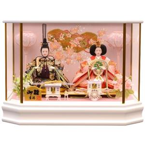 【雛人形】ケース飾り 親王飾り「金彩桜に玉手箱白塗六角」  (322347)ひな人形 おしゃれ ホワイト トイザらス・ベビーザらス限定【メーカー直送】