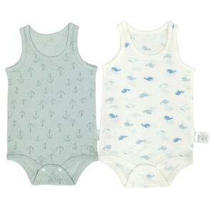 2枚組涼感袖なしロンパース肌着 シースルー いかり&times;くじら ホワイト&times;90cm ベビーザらス限定