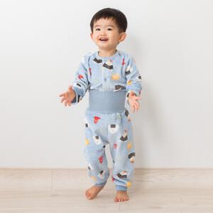 長袖腹巻パジャマ フリース おにぎり柄 ブルー×95cm