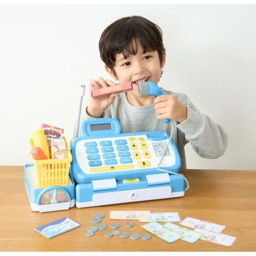 スキャンできるよ！お買い物ショッピングレジスター ブルー トイザらス限定 おままごと クリスマスプレゼント 3歳 4歳 5歳