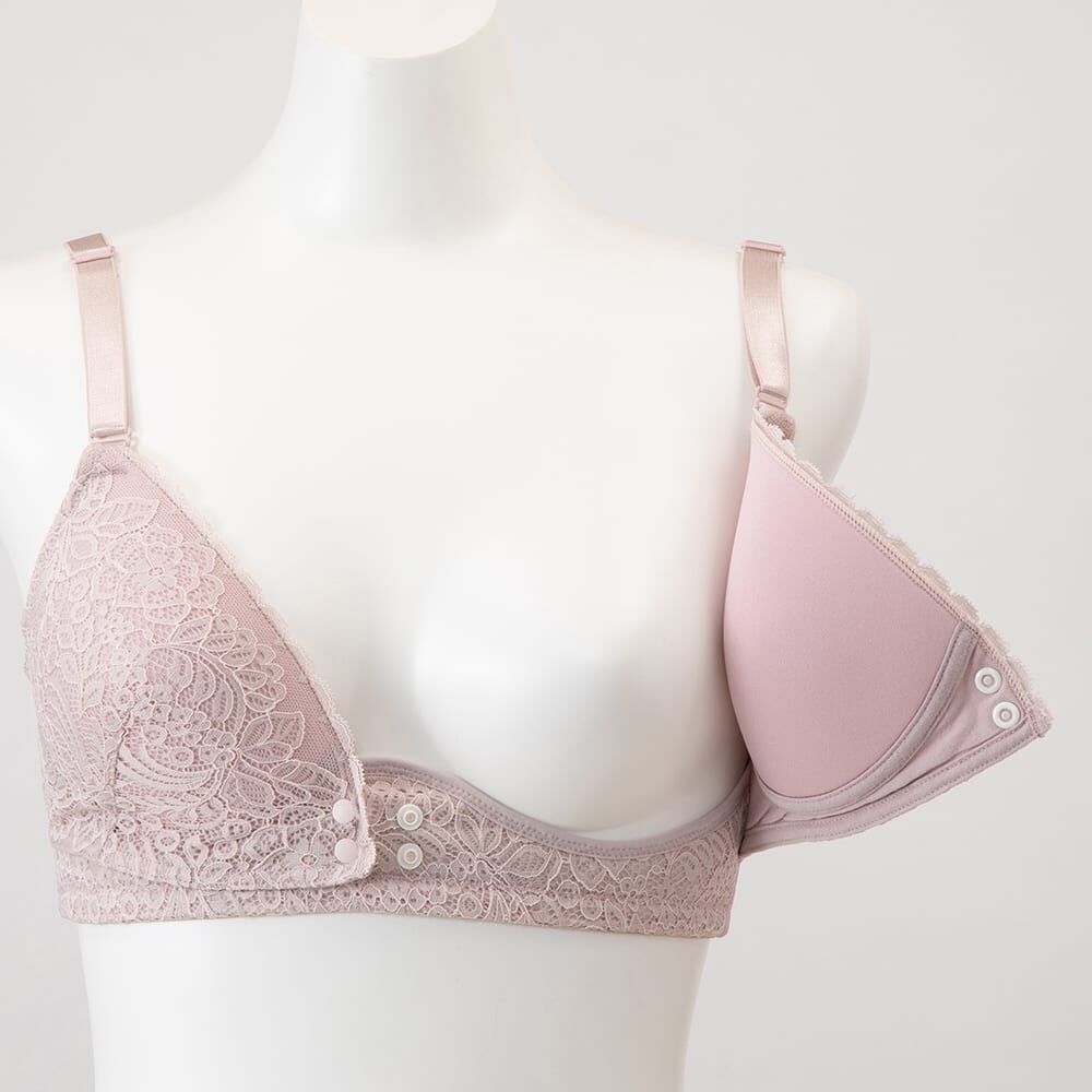 犬印×くみっきー フロントオープンレース 授乳ブラ(ピンク×L