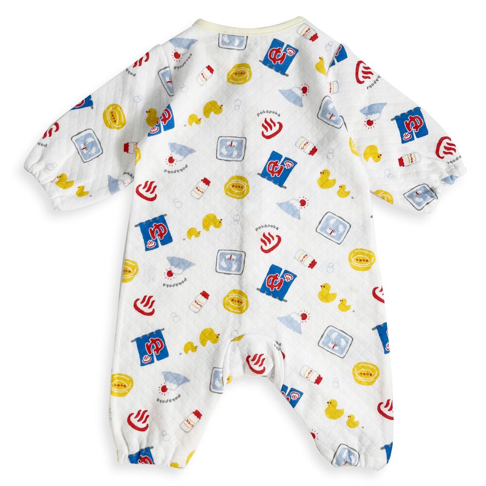 ベイビーさん専用 長袖ロンパス スタイツキ ニットキルト 温泉 イエロー×70-80cmベビーザ