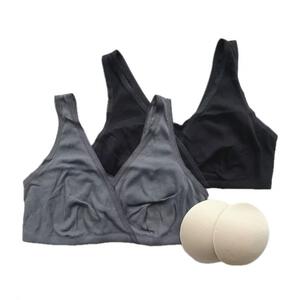 ハーフトップ リブ編み ２枚組 チャコール&times;M MU