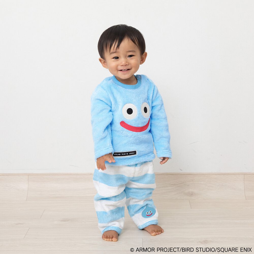 ドラクエベビー＆キッズ フリースパジャマ スライム(ブルー×約90cm