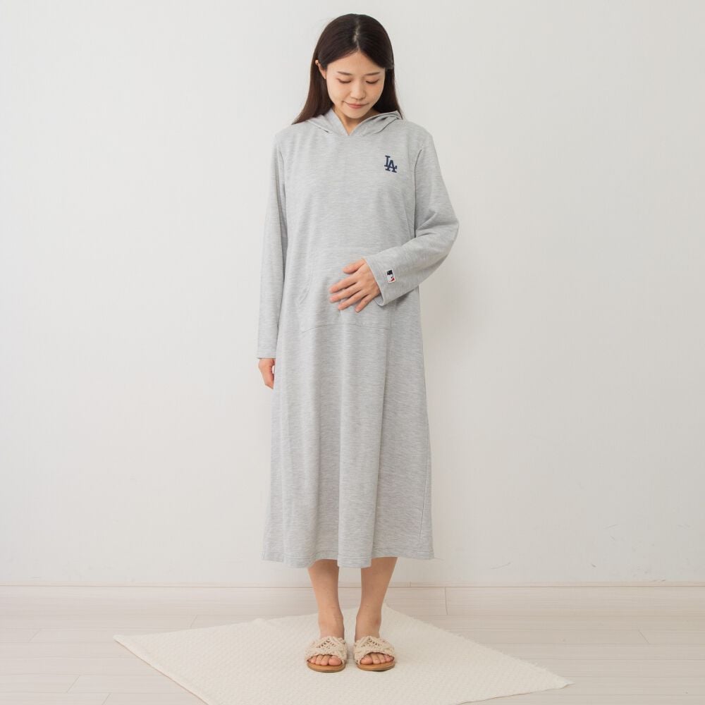 MLB 長袖フードきワンピース ドジャース(グレー×M-L) | マタニティ