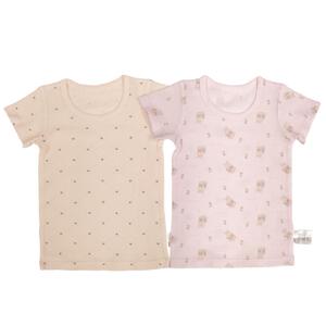 半袖シャツ肌着 2枚組 ワッフル ハート×うさぎ ピンク×95cm ベビーザらス限定