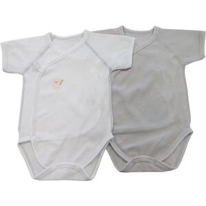 日本製 フライス打ち合わせロンパース 2枚組 くま刺繍(グレー×60-70cm) ベビーザらス限定