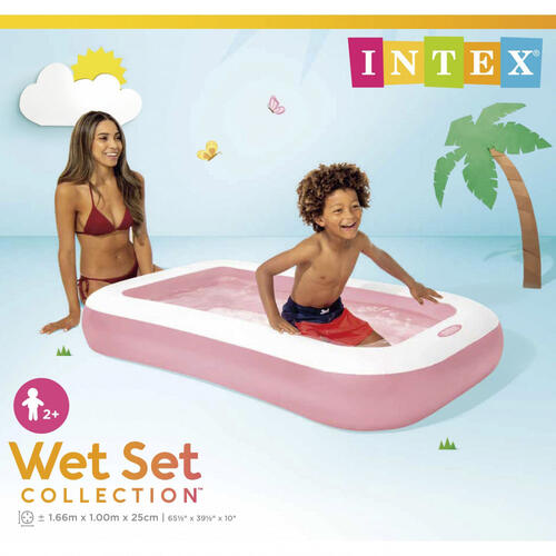 INTEX 長方形プール ピンク 166×100×25cm ビニールプール 2歳 水遊び 