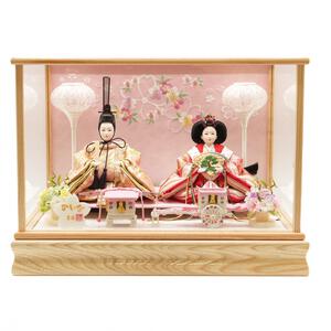 【雛人形】ケース飾り 親王飾り「桜刺繍木目調」（322361）ひな人形 ひな祭り お雛様 彩シリーズ おしゃれ トイザらス・ベビーザらス限定【メーカー直送】